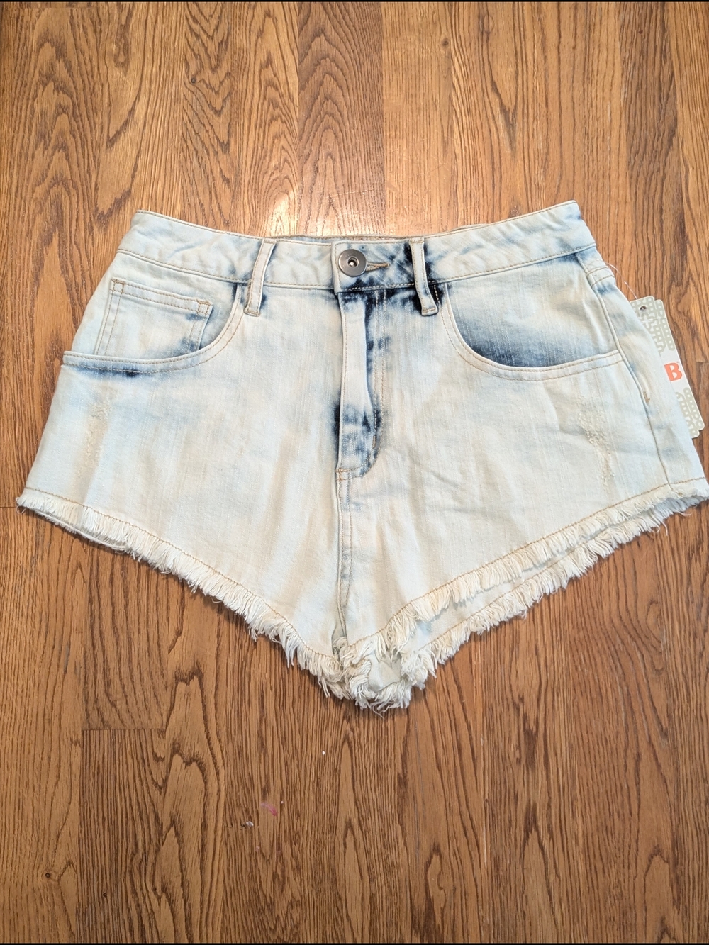 Gianni Bini Light Blue Wash High Rise Denim Shortie Jean Shorts